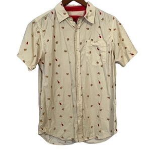 Straight Faded French Fries Short Sleeve Button Down Shirt